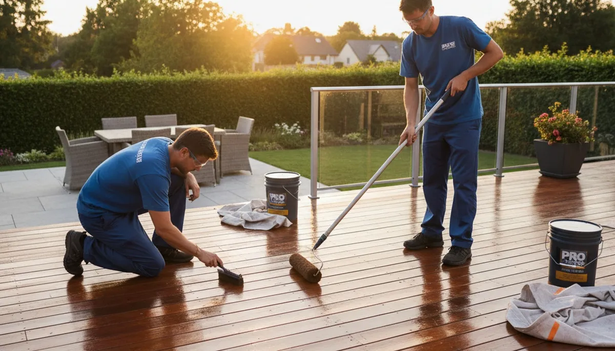 Fort Wayne, IN deck staining service by Fort Wayne Paint Pros for durable wood deck protection