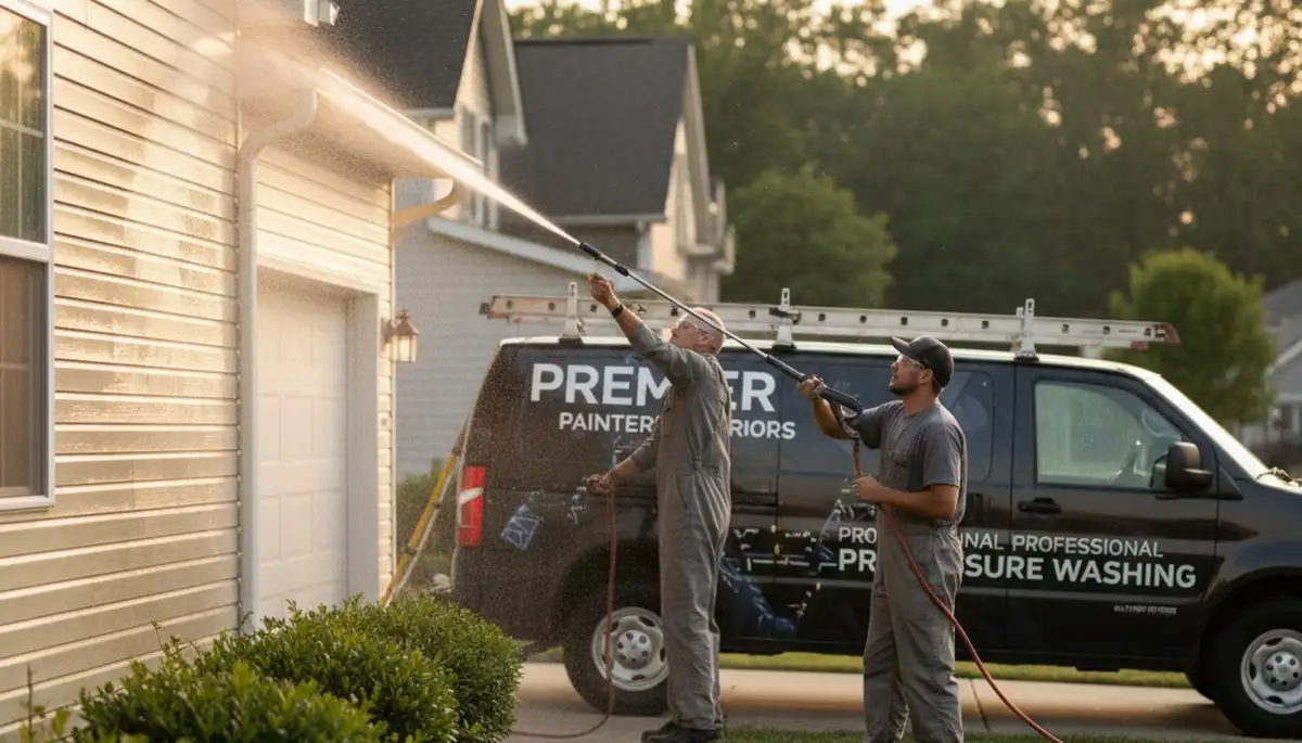 Vinyl siding pressure cleaning in Fort Wayne, IN for a painting business exterior